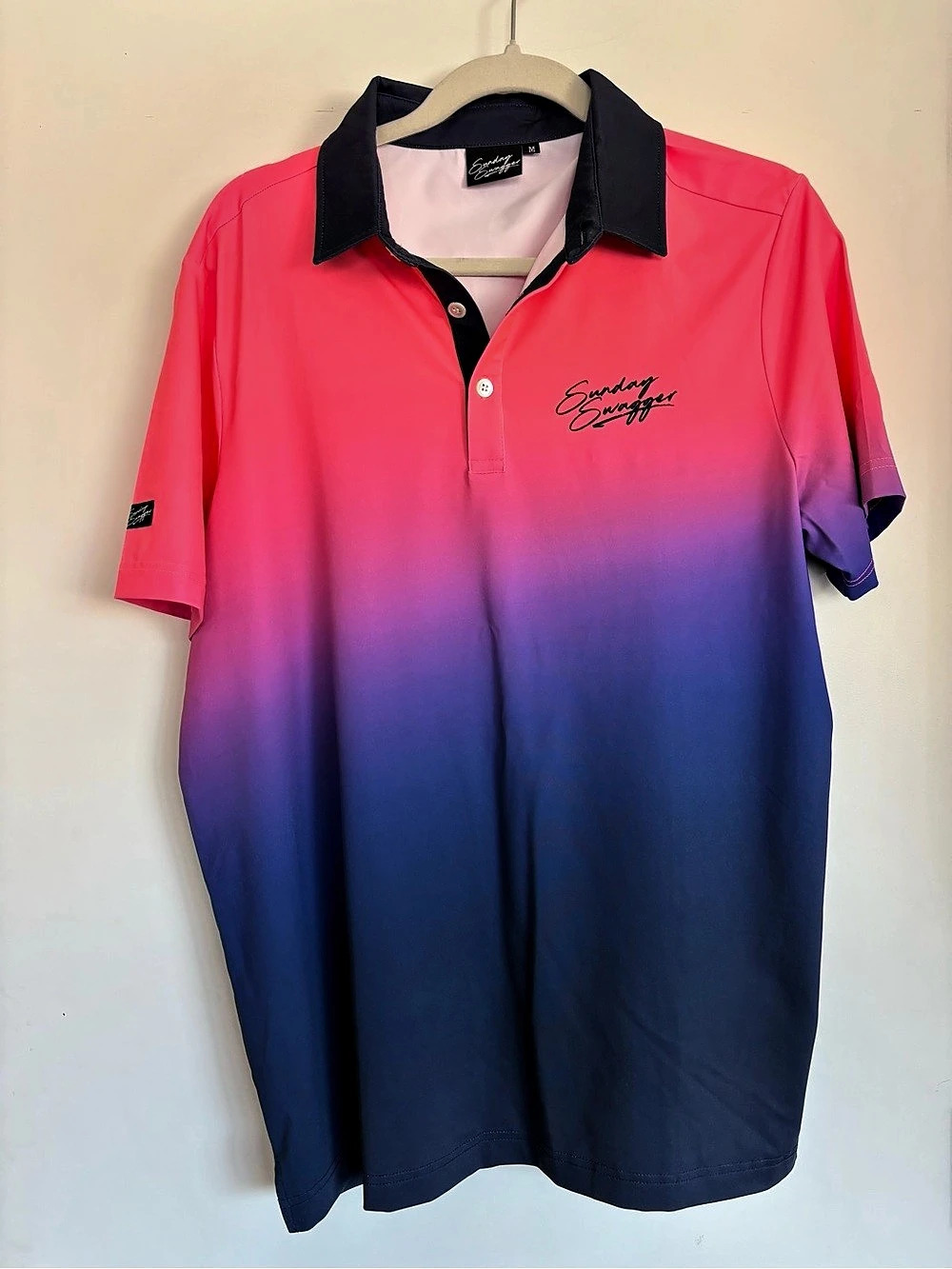 Sunday Swagger West Palm Men's Polo Pink & Blue Medium